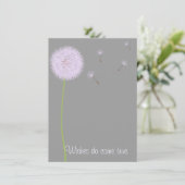 紫色のベビーシャワーのためのタンポポの願い 招待状 (スタンド正面)