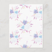 紫色のベビーシャワーフローラ水色 サンキューカード (裏面)