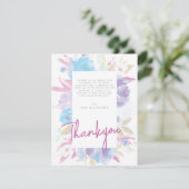 紫色のベビーシャワーフローラ水色 サンキューカード (スタンド正面)