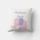 紫色のベビー象のパーソナライズな枕 クッション (裏面)
