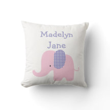 紫色のベビー象のパーソナライズな枕