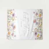 紫色のベビー開花フローラベビーシャワー背景 タペストリー (正面(横))