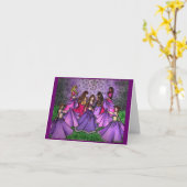 紫色のベリーダンサーの集まり カード (黄色い花)