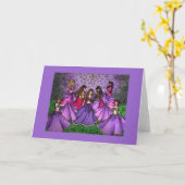 紫色のベリーダンサーの集まり カード (黄色い花)