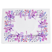 紫色のベリーリーフハッピーホリデーズクリスマスフォト ラージペーパーバッグ (正面)