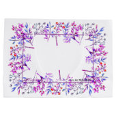 紫色のベリーリーフハッピーホリデーズクリスマスフォト ラージペーパーバッグ (裏面)