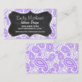 紫色のペイズリーのヴィンテージの黒板の一見 名刺 (正面/裏面)