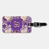 紫色のペイズリーの滑らかな勾配の背景 ラゲッジタグ (正面横)