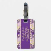 紫色のペイズリーの滑らかな勾配の背景 ラゲッジタグ (裏面縦)