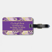 紫色のペイズリーの滑らかな勾配の背景 ラゲッジタグ (裏面横)