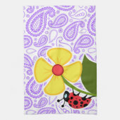 紫色のペイズリーパターン; てんとう虫 キッチンタオル (縦)
