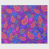 紫色のペイズリーパターン ラッピングペーパー (フラット)