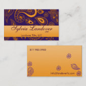 紫色のペイズリー 名刺 (正面/裏面)