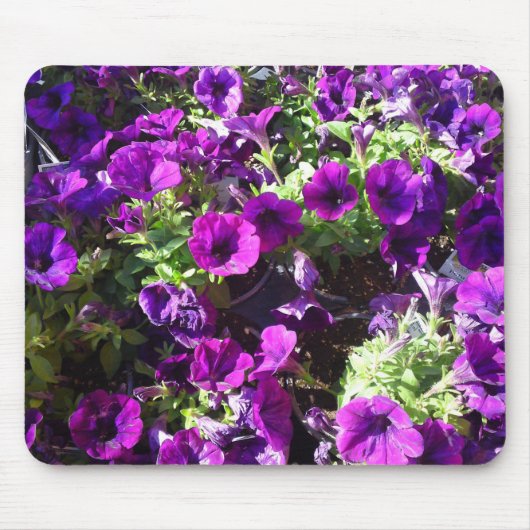 紫色のペチュニアの花のマウスパッド マウスパッド (正面)
