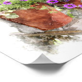 紫色のペチュニア花ウォーターカラーデジタル絵画ズ ポスター (角)