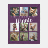 紫色のペットフォトコラージュのメモリ記念の名前 フリースブランケット (正面)