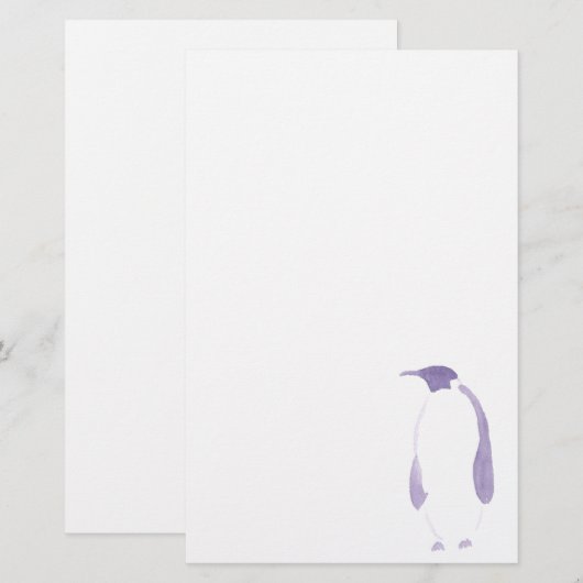 紫色のペンギン 便箋 (正面/裏面)