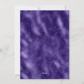 紫色のホイルのスクリプト雪の写真クリスマスカード シーズンカード (裏面)