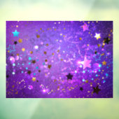 紫色のホイル背景に星 ウィンドウサイン (シート3)