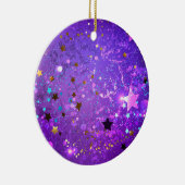 紫色のホイル背景に星 セラミックオーナメント (右)