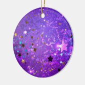 紫色のホイル背景に星 セラミックオーナメント (左)