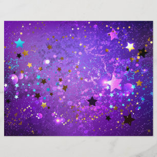 紫色のホイル背景に星 チラシ