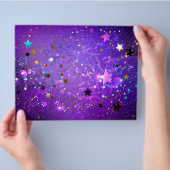 紫色のホイル背景に星 チラシ (手)