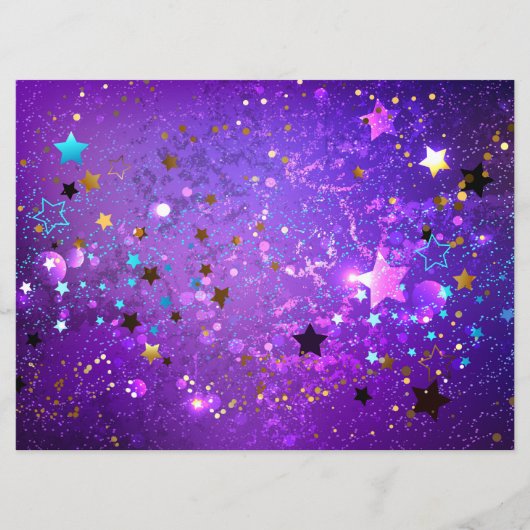 紫色のホイル背景に星 プログラム (正面)