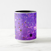 紫色のホイル背景に星 マグカップ (中央)