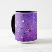 紫色のホイル背景に星 マグカップ (正面左)