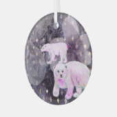 紫色のホッキョクグマ – 北極動物のレトロパターン ガラスオーナメント (正面左)