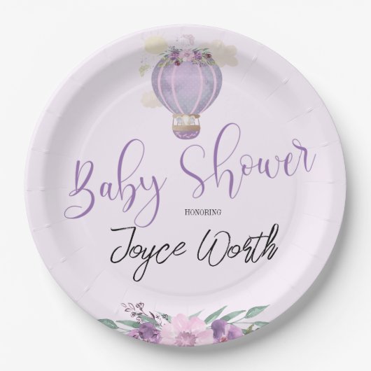 紫色のホットエアバルーンゾウ紙プレート ペーパープレート (正面)