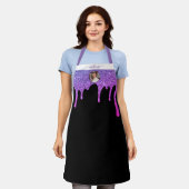 紫色のホットピンクのグリッタードリップスパーソナライズされたト写真 エプロン (着用した状態)