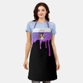 紫色のホットピンクのグリッタードリップスパーソナライズされたト写真A エプロン (着用した状態)