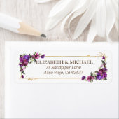 紫色のホットピンク金ゴールド水色フローラアドレス ラベル (インサイチュ)