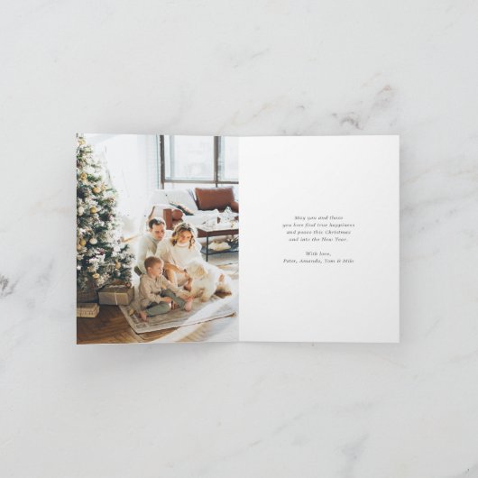 紫色のホリエレガントー写真メリークリスマスフォールディング シーズンカード (内部)