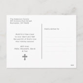 紫色のホリー宗教的クリスチャン写真クリスマス シーズンポストカード (裏面)