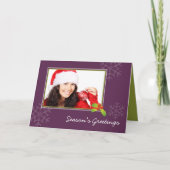 紫色のホリ数々のー写真クリスマスの休日を折った シーズンカード (正面)
