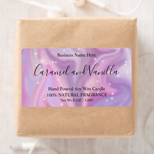 紫色のホログラフィックカラーシフトキャンドルラベル ラベル (インサイチュ)