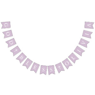 紫色のホワイトクロスガールバプテスマのバンティングフラグ バンティングフラッグ