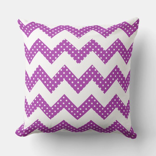 紫色のホワイトドットシェブロン装飾装飾用クッション クッション (正面)