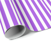 紫色のホワイトミニマルストライプのリストパターンパーティー ラッピングペーパー (ロールコーナー)