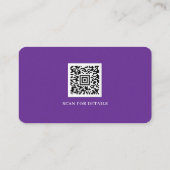 紫色のホワイトロゴQRコードミニマルモダンリスト 名刺 (裏面)