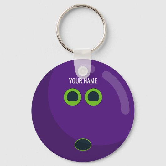 紫色のボウリングボール – カスタマイズ可能な色 キーホルダー (正面)