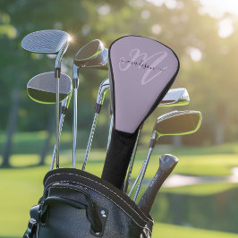 紫色のボホスタイリッシュスクリプトのモノグラムと名前 ゴルフヘッドカバー