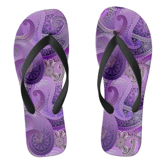 紫色のボホダマスク模様 ビーチサンダル (フットベッド)