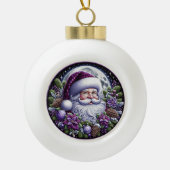 紫色のポインセチアSanta魅惑的なクリスマス セラミックボールオーナメント (正面)