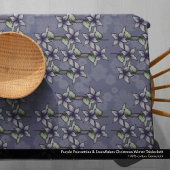 紫色のポインセティアス&スノーフレークのクリスマス冬 テーブルクロス