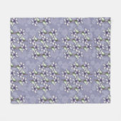 紫色のポインセティアス&スノーフレークのクリスマス冬 フリースブランケット (正面(横))