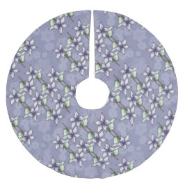 紫色のポインセティアス&スノーフレークのクリスマス冬 ブラッシュドポリエステルツリースカート